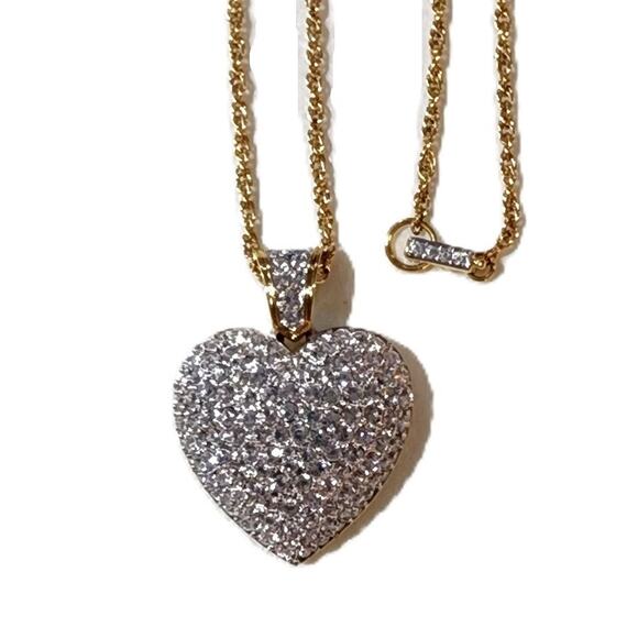 Swarovski Crystal Puffy Pave Heart Rope Necklace Retired - Picture 3 of 8